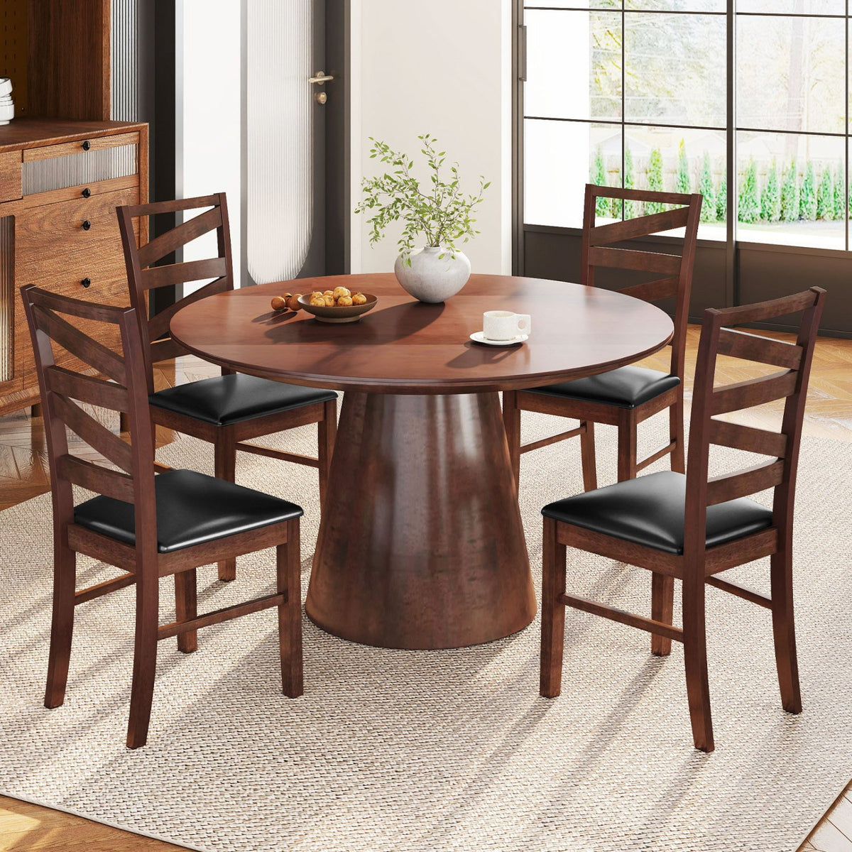 Dining Chairs Set of 2 Kitchen Side Chairs with Rubber Wood Legs-Walnut view 6