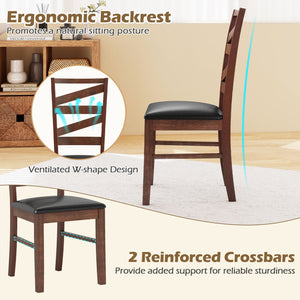Dining Chairs Set of 2 Kitchen Side Chairs with Rubber Wood Legs-Walnut view 7