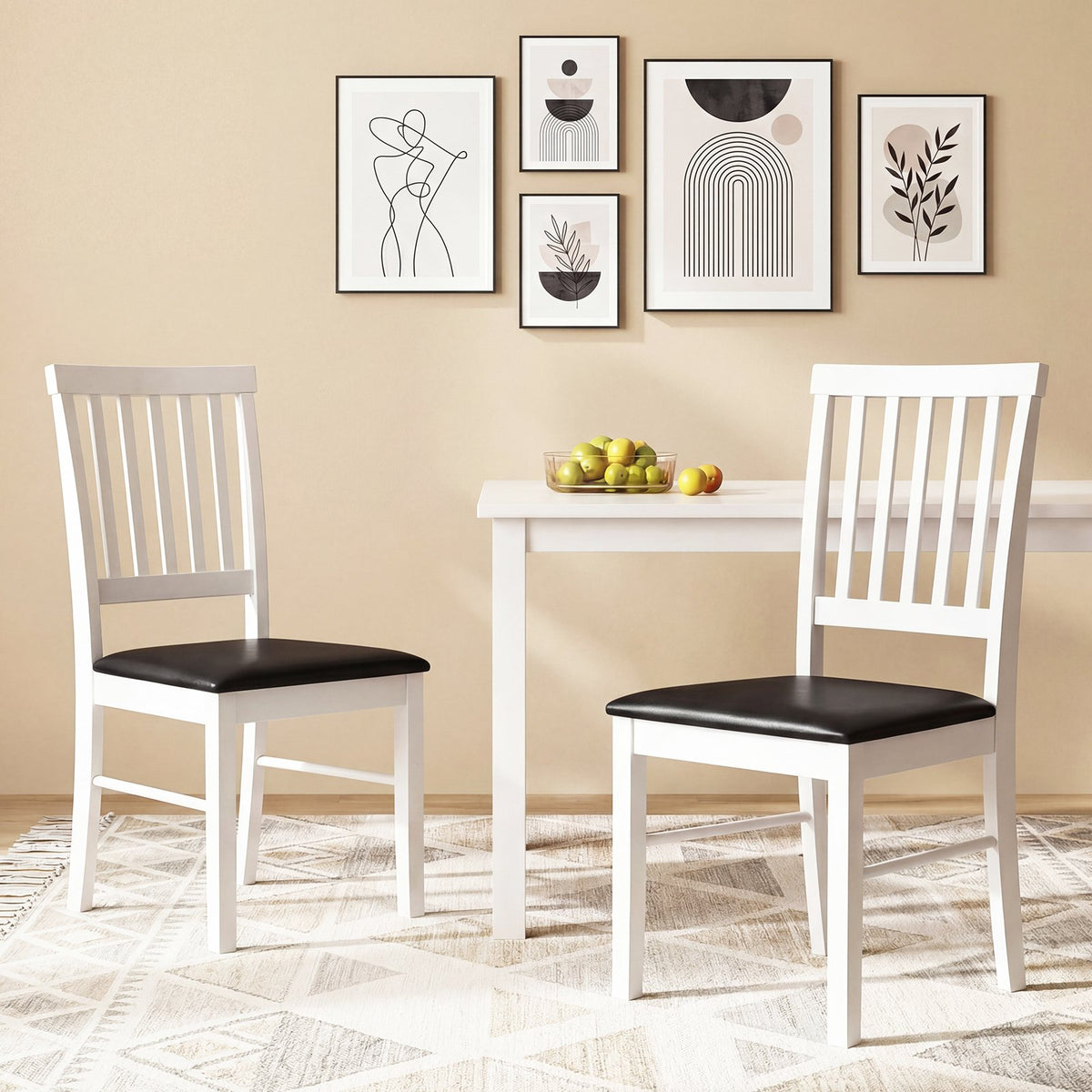 Dining Chairs Set of 2 Modern Mid Century Dining Room Chairs-White view 2