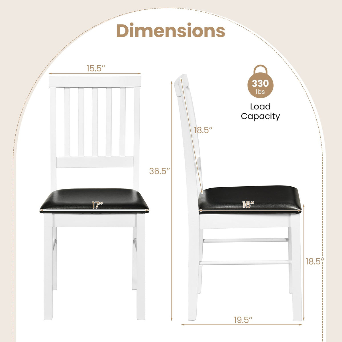 Dining Chairs Set of 2 Modern Mid Century Dining Room Chairs-White view 4
