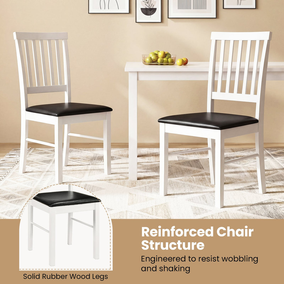 Dining Chairs Set of 2 Modern Mid Century Dining Room Chairs-White view 9