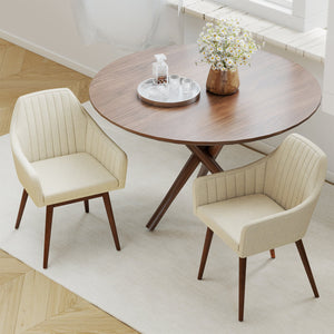 Dining Chairs Set of 2 Upholstered Accent Chairs with Comfy Padded Backrest and Seat-Beige view 3