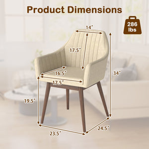 Dining Chairs Set of 2 Upholstered Accent Chairs with Comfy Padded Backrest and Seat-Beige view 4