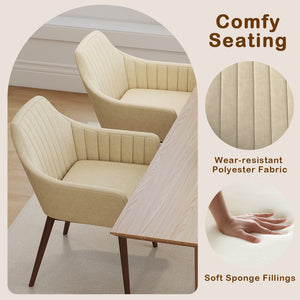 Dining Chairs Set of 2 Upholstered Accent Chairs with Comfy Padded Backrest and Seat-Beige view 6