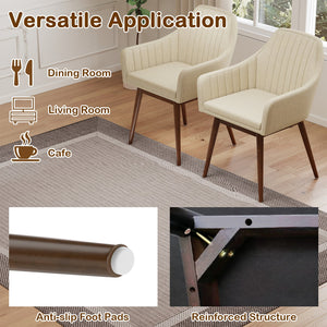 Dining Chairs Set of 2 Upholstered Accent Chairs with Comfy Padded Backrest and Seat-Beige view 8