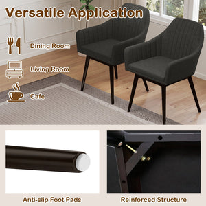 Dining Chairs Set of 2 Upholstered Accent Chairs with Comfy Padded Backrest and Seat-Black view 8