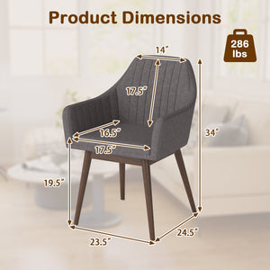 Dining Chairs Set of 2 Upholstered Accent Chairs with Comfy Padded Backrest and Seat-Gray view 4