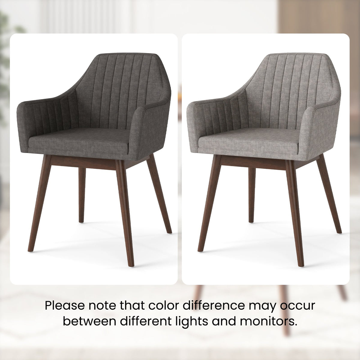 Dining Chairs Set of 2 Upholstered Accent Chairs with Comfy Padded Backrest and Seat-Gray view 9