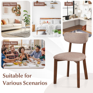 Dining Chairs Set of 2 Upholstered Mid-Back Chairs with Solid Rubber Wood Frame-Beige view 7