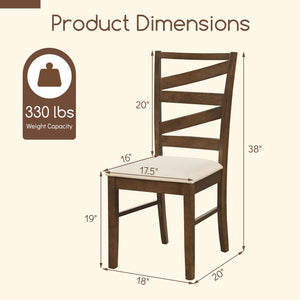 Dining Chairs Set of 2 with Backrests and Rubber Wood Frames-Brown view 4