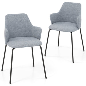 Dining Chairs Set of 2 with Curved Backrest, Wide Seat and Armrests-Gray
