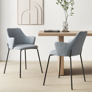 Dining Chairs Set of 2 with Curved Backrest, Wide Seat and Armrests-Gray view 3