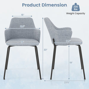 Dining Chairs Set of 2 with Curved Backrest, Wide Seat and Armrests-Gray view 5