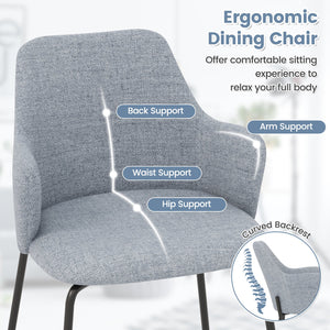 Dining Chairs Set of 2 with Curved Backrest, Wide Seat and Armrests-Gray view 6