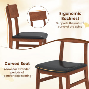 Dining Chairs Set of 2 with Rubber Wood Legs and Faux Leather Upholstered Seat-Black view 7