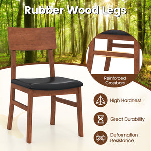 Dining Chairs Set of 2 with Rubber Wood Legs and Faux Leather Upholstered Seat-Black view 8