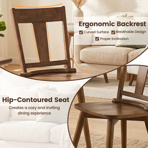Dining Chairs Set of 2 with Solid Wood Backrest for Kitchen Dining Room-Walnut view 4