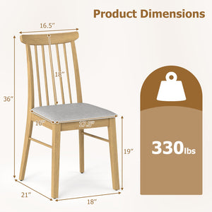 Dining Chairs Set of 4 Fabric Upholstered Kitchen Armless Chairs with Rubber Wood Frame-Natural view 4
