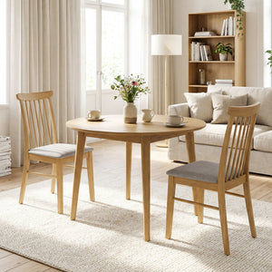 Dining Chairs Set of 4 Fabric Upholstered Kitchen Armless Chairs with Rubber Wood Frame-Natural view 6