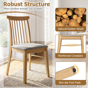 Dining Chairs Set of 4 Fabric Upholstered Kitchen Armless Chairs with Rubber Wood Frame-Natural view 7