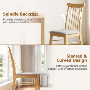 Dining Chairs Set of 4 Fabric Upholstered Kitchen Armless Chairs with Rubber Wood Frame-Natural view 9