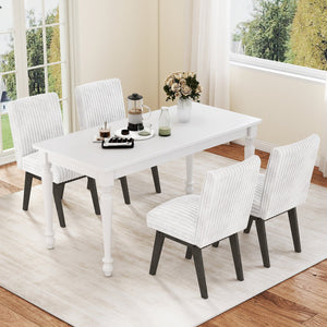 Dining Chairs Set of 4 Fabric Upholstered Kitchen Chairs with Padded Seat and Rubber Wood Legs-White+Gray view 2