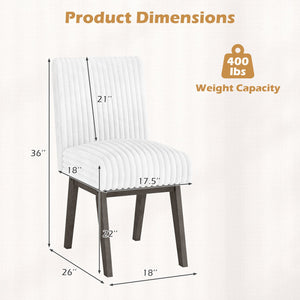 Dining Chairs Set of 4 Fabric Upholstered Kitchen Chairs with Padded Seat and Rubber Wood Legs-White+Gray view 4