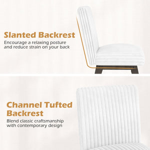 Dining Chairs Set of 4 Fabric Upholstered Kitchen Chairs with Padded Seat and Rubber Wood Legs-White+Gray view 7