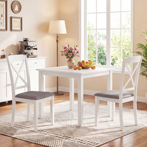 Dining Chairs Set of 4 Rubber Wood Dining Room Chairs with Comfortable Backrest and Padded Seat-White view 6
