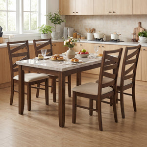 Dining Chairs Set of 4 with Backrests and Rubber Wood Frames-Brown view 2
