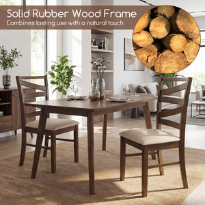 Dining Chairs Set of 4 with Backrests and Rubber Wood Frames-Brown view 7