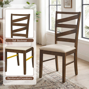Dining Chairs Set of 4 with Backrests and Rubber Wood Frames-Brown view 8