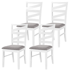 Dining Chairs Set of 4 with Backrests and Rubber Wood Frames-White