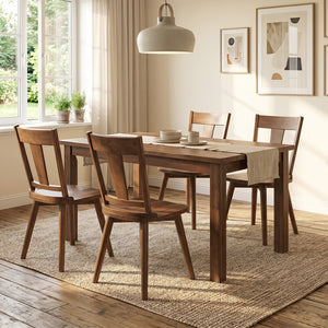 Dining Chairs Set of 4 with Solid Wood Backrest for Kitchen Dining Room-Walnut view 3