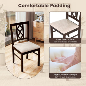 Dining Room Chairs Set of 2 Rubber Wood Dining Chairs with Hollowed Backrest-Brown view 8