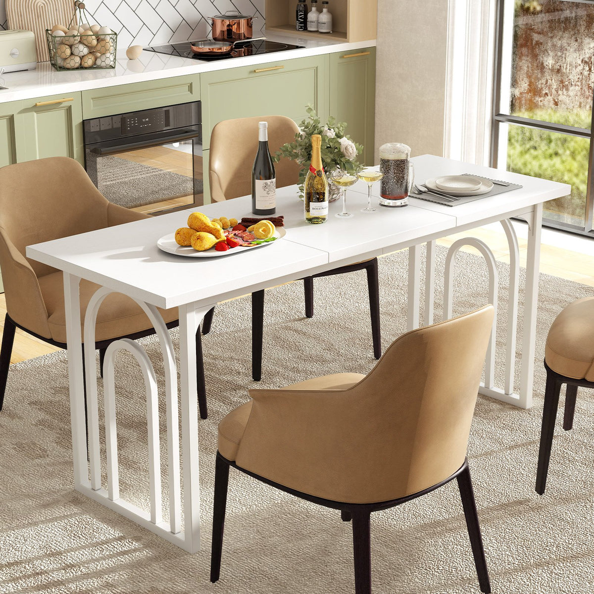 Dining Table for 6-8 People 63 Inch Rectangular Farmhouse Kitchen Table-White view 3