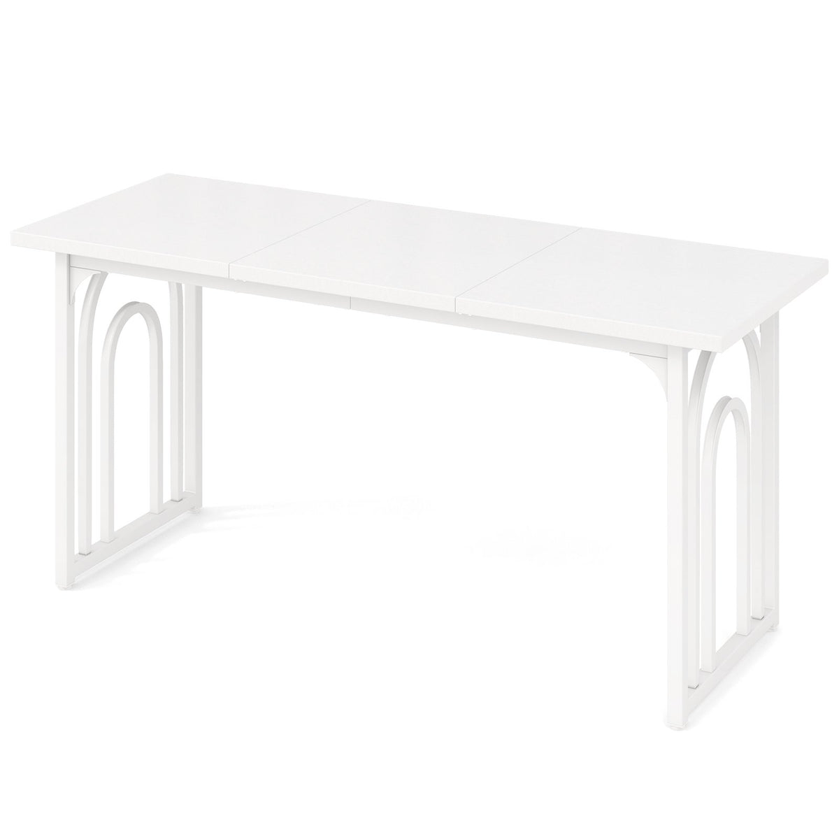 Dining Table for 6-8 People 63 Inch Rectangular Farmhouse Kitchen Table-White view 4
