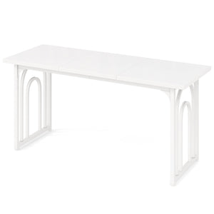 Dining Table for 6-8 People 63 Inch Rectangular Farmhouse Kitchen Table-White view 4