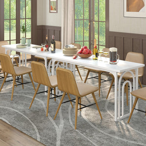 Dining Table for 6-8 People 63 Inch Rectangular Farmhouse Kitchen Table-White view 6