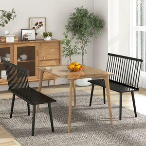 Dining Windsor Bench with Spindle Back and Anti-Slip Foot Pads-Black view 2