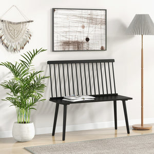 Dining Windsor Bench with Spindle Back and Anti-Slip Foot Pads-Black view 3