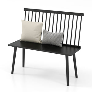 Dining Windsor Bench with Spindle Back and Anti-Slip Foot Pads-Black view 4