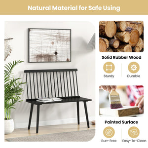 Dining Windsor Bench with Spindle Back and Anti-Slip Foot Pads-Black view 7