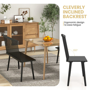 Dining Windsor Bench with Spindle Back and Anti-Slip Foot Pads-Black view 9