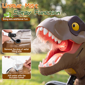Dinosaur Drift Tricycle with Lights and Spray and 360-Degree Spin Mode-Brown view 8