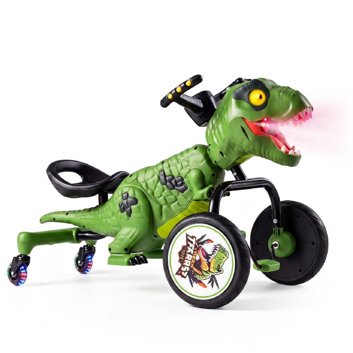 Dinosaur Drift Tricycle with Lights and Spray and 360-Degree Spin Mode-Green