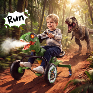 Dinosaur Drift Tricycle with Lights and Spray and 360-Degree Spin Mode-Green view 3
