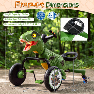 Dinosaur Drift Tricycle with Lights and Spray and 360-Degree Spin Mode-Green view 5
