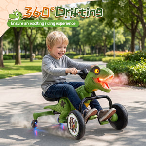 Dinosaur Drift Tricycle with Lights and Spray and 360-Degree Spin Mode-Green view 6