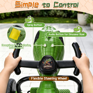 Dinosaur Drift Tricycle with Lights and Spray and 360-Degree Spin Mode-Green view 7